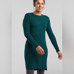 Title Nine Woolicious Waffle Sweater Dress Merino Wool Green Knit Women’s XS